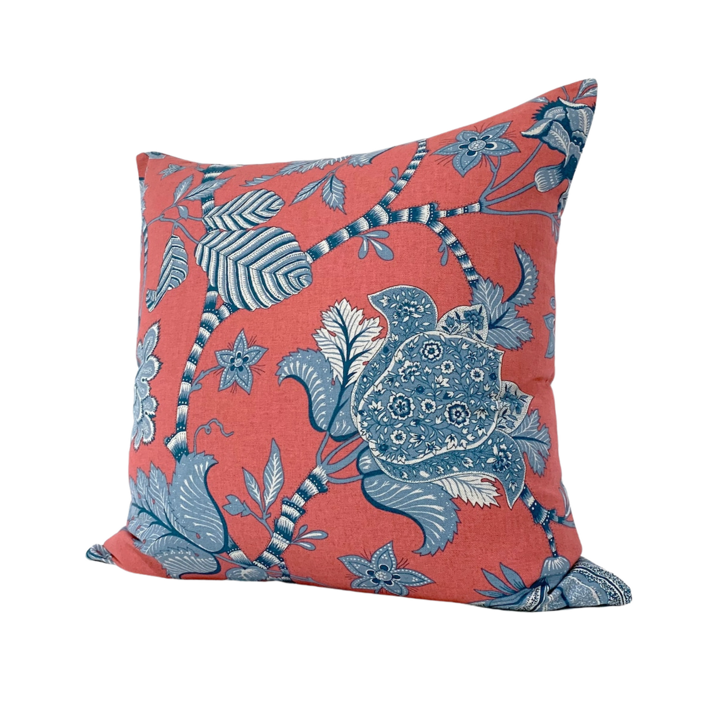 30% off Classic Red & Blue Floral Throw Pillow Cover - 20 x 20 Decorative Pillow Cover
