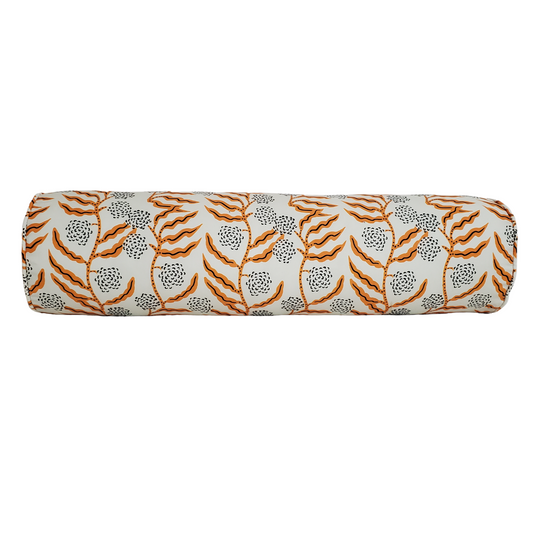 La Ville Vine Floral Pillow Cover in Chic Orange - Available in Lumbar, Bolster and Throw Sizes