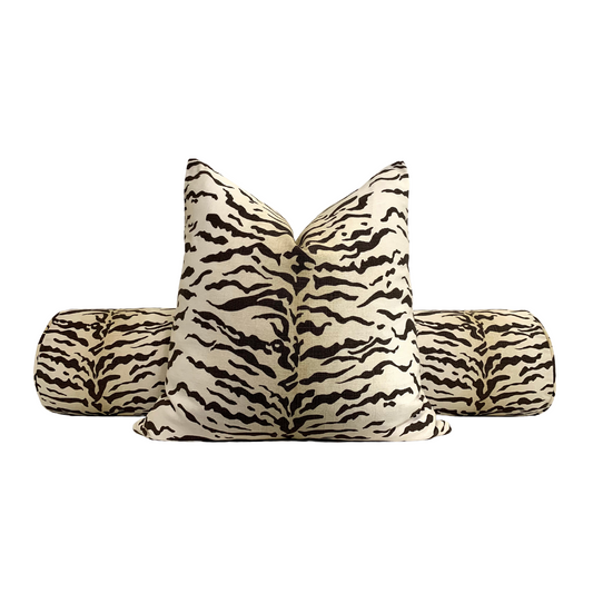 Vern Yip Bengal Tiger Stripe Pillow Cover in Winter | Available in Bolster, Lumbar, Throw, Euro Sham Sizes