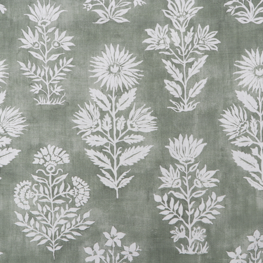 Botanical Floral Batik in Olive Green | Organic Modern Decor | Block Print Inspired | Available in Lumbar, Bolster, Throw, Euro Sham Sizes