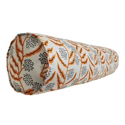La Ville Vine Floral Pillow Cover in Chic Orange - Available in Lumbar, Bolster and Throw Sizes