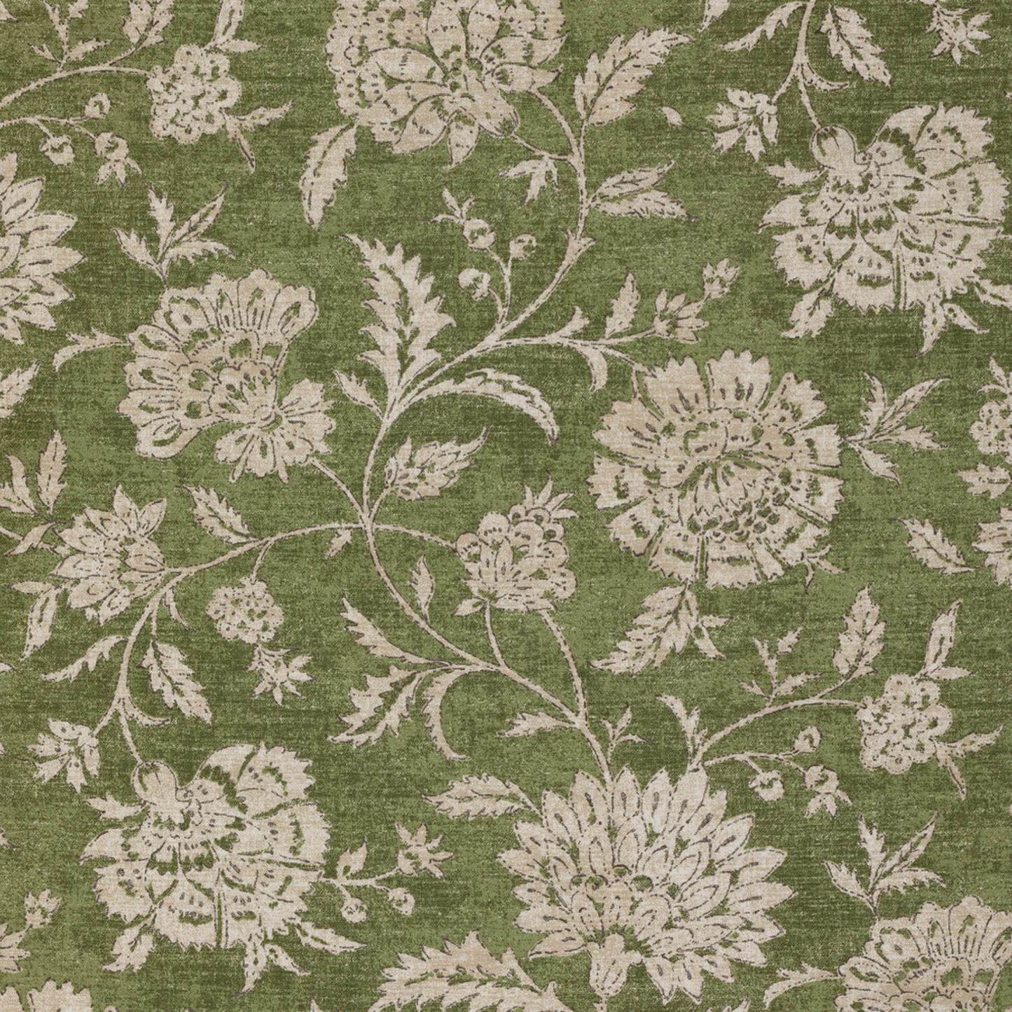 Olive Green Floral & Foliage Pillow Cover - Available in Lumbar, Bolster, Throw, Euro Sham Sizes