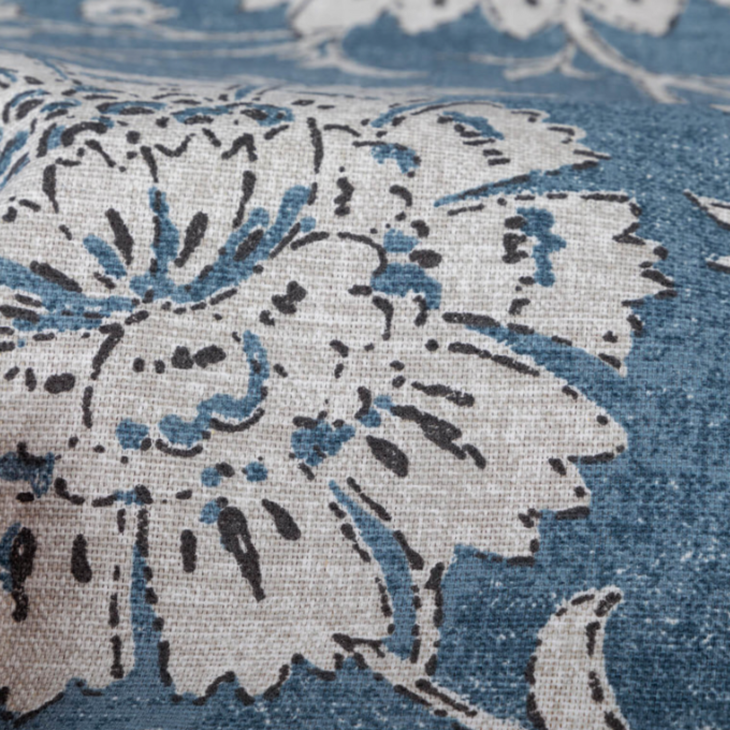 Navy Blue Floral & Foliage Pillow Cover - Available in Lumbar, Bolster, Throw, Euro Sham Sizes