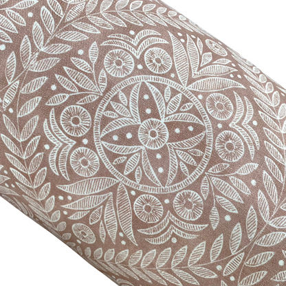Geometric Trellis Pillow Cover in Rosewood | Organic Modern Decor | Block Print Inspired | Available in Lumbar, Bolster, Throw, Euro Sham Sizes