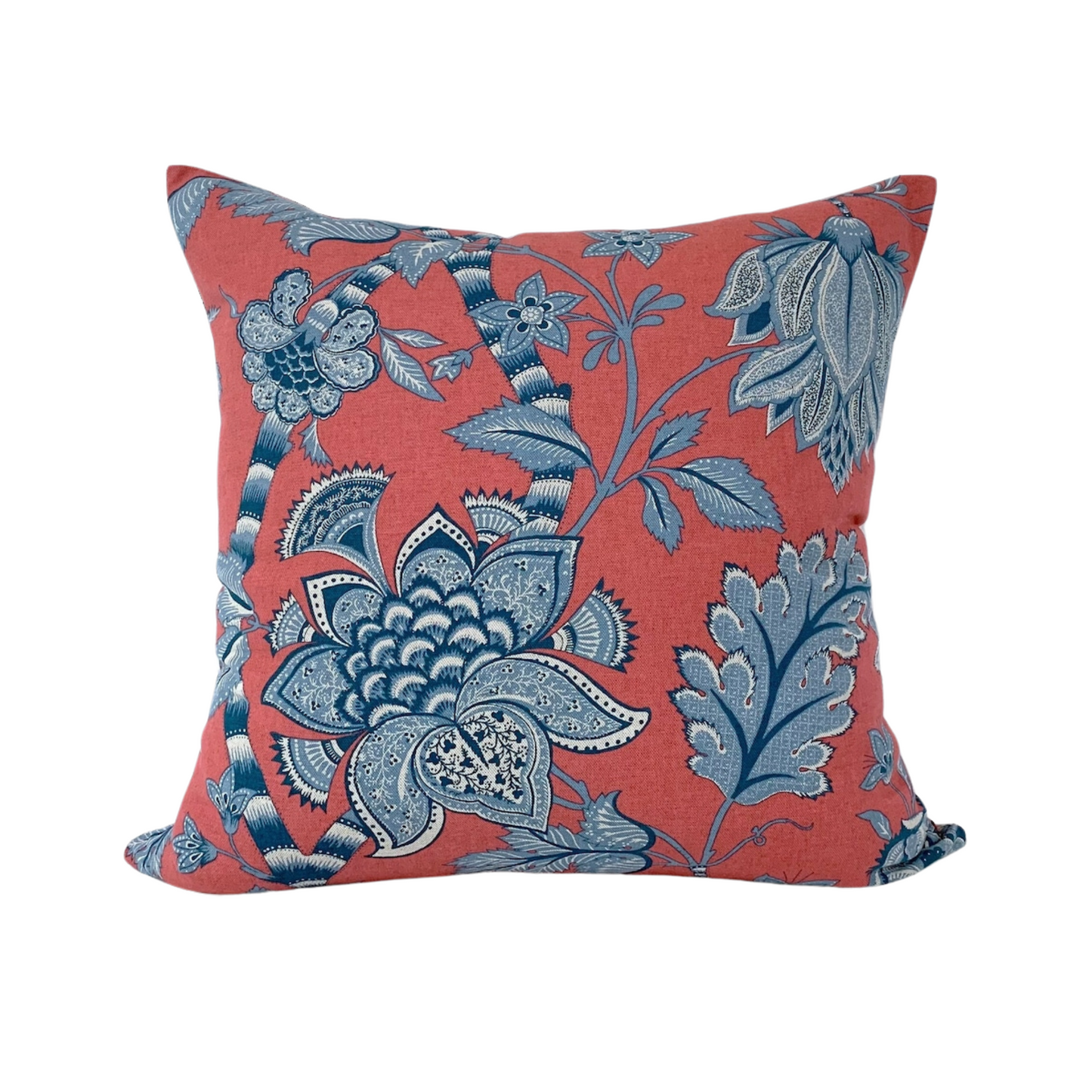 30% off Classic Red & Blue Floral Throw Pillow Cover - 20 x 20 Decorative Pillow Cover