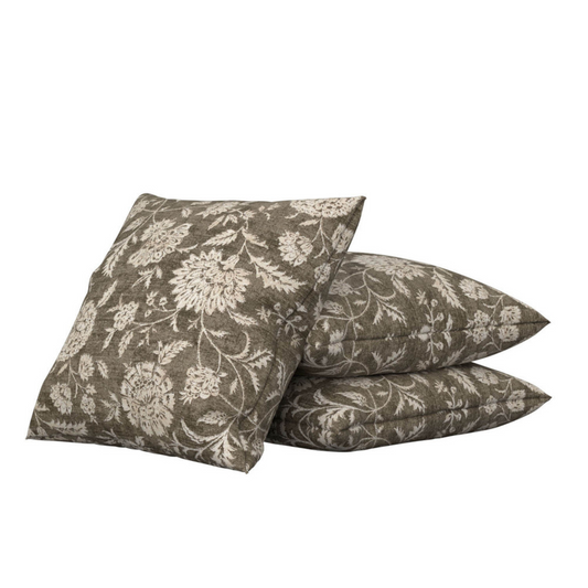 Umber Floral & Foliage Pillow Cover - Available in Lumbar, Bolster, Throw, Euro Sham Sizes