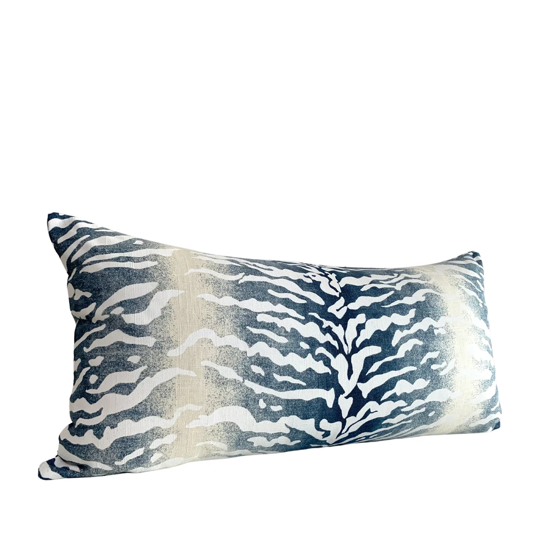 Authentic Vern Yip Indigo Tiger Bengal Linen Pillow Cover - Available in Bolster, Lumbar, Throw, Euro Sham Sizes