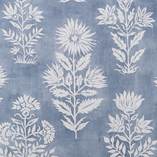Botanical Floral Batik in Blue Clay | Organic Modern Decor | Block Print Inspired | Available in Lumbar, Bolster, Throw, Euro Sham Sizes