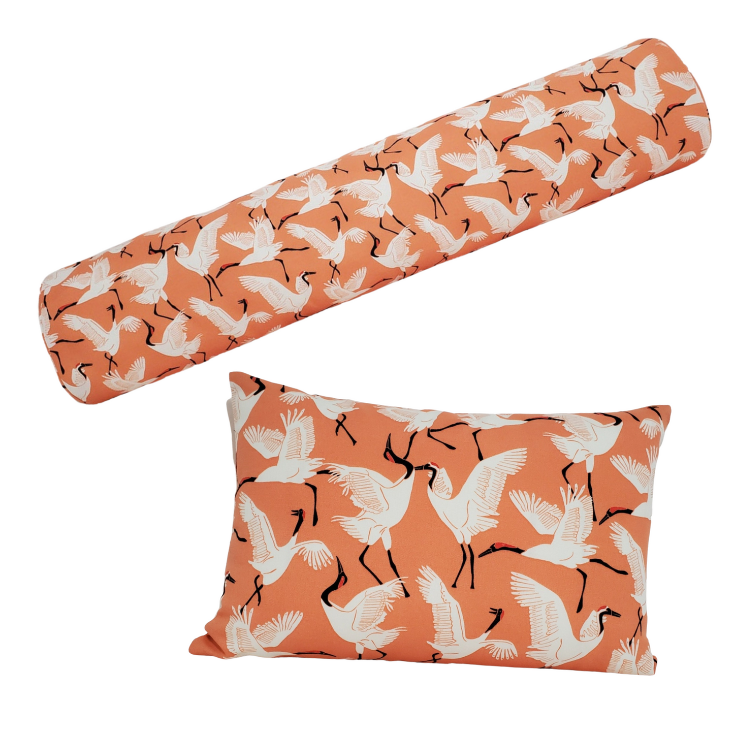 Novogratz Block Cranes Pillow Cover in Coral - OEKO TEX Sustainable / Available in Throw, Lumbar, Bolster Pillow Covers