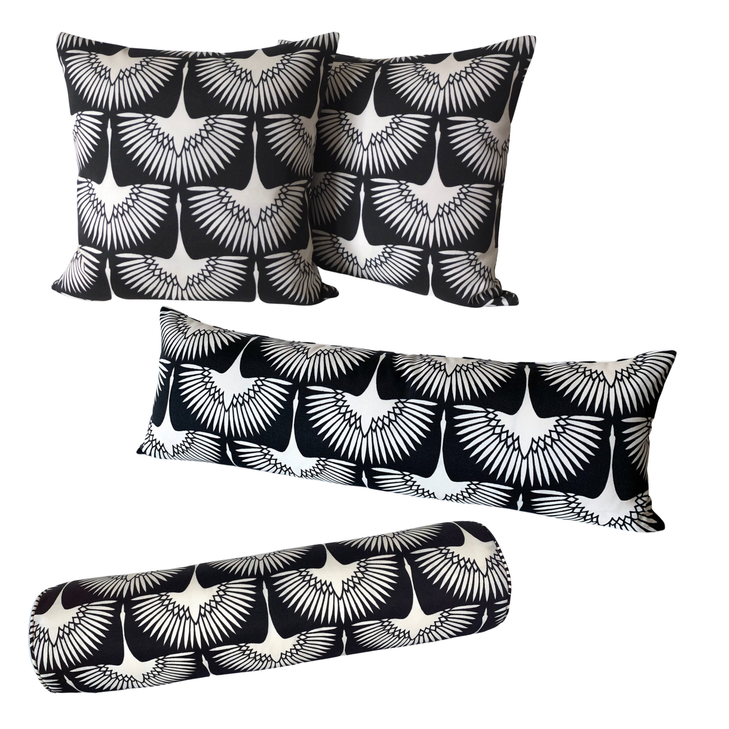 Genevieve Gorder Flock Outdoor Pillow Cover in Midnight / Available in Throw, Lumbar, Bolster Pillow Covers