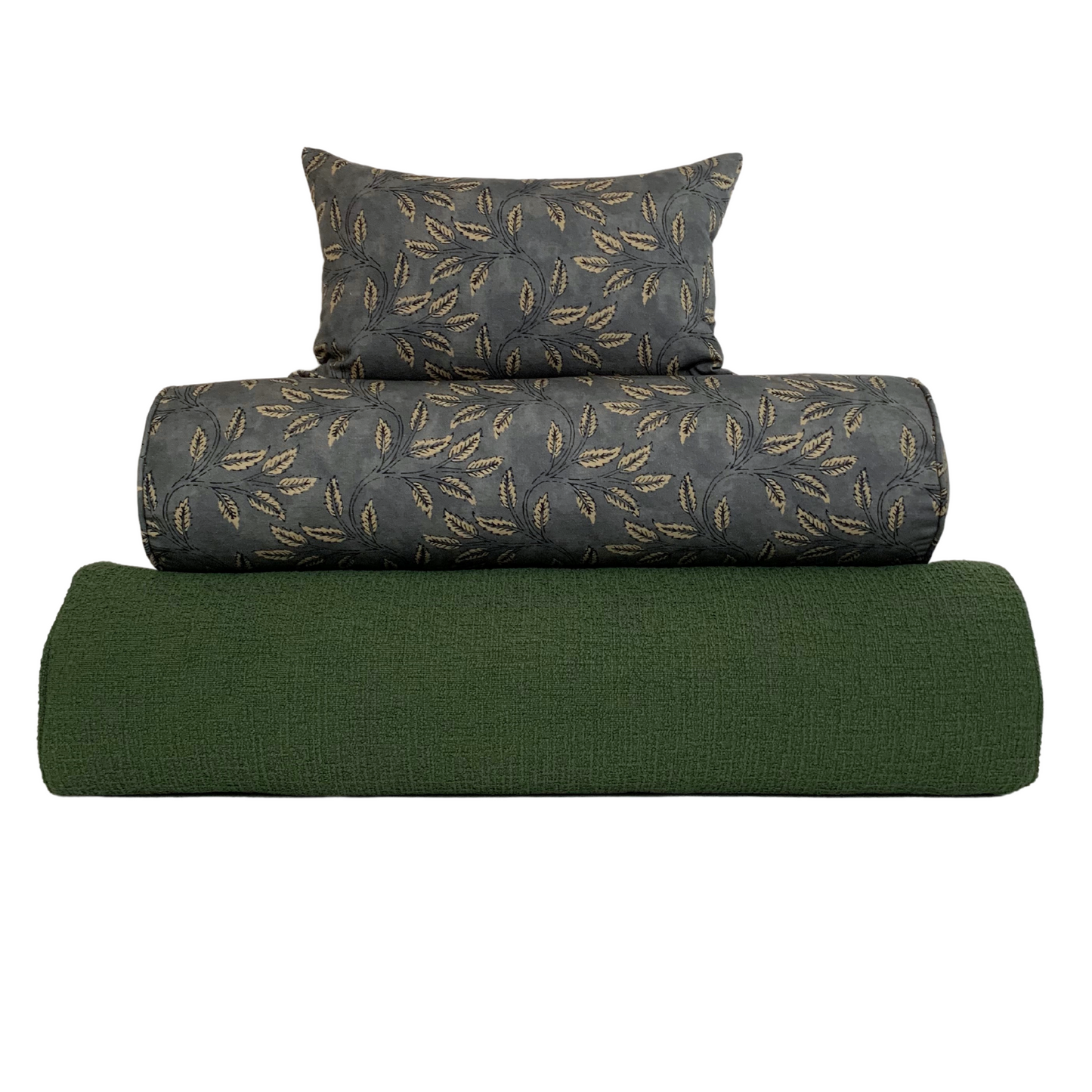 Moss Green Textured Pillow Cover | Organic Modern Decor | Available in Bolster, Lumbar, Throw, Euro Sham Sizes