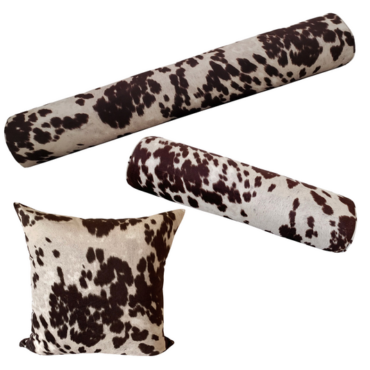 Modern West Texas Cowhide Pillow Cover  in Cocoa Brown - Vegan Suede Textured Pillow Cover / Available in Lumbar, Bolster, Throw, Euro Sham Sizes