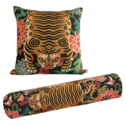 Jewel of Tibet Pillow Cover - Tiger Pillow Cover - Tiger Skin Motif  - Available in Bolster, Lumbar, Throw, Euro Sizes