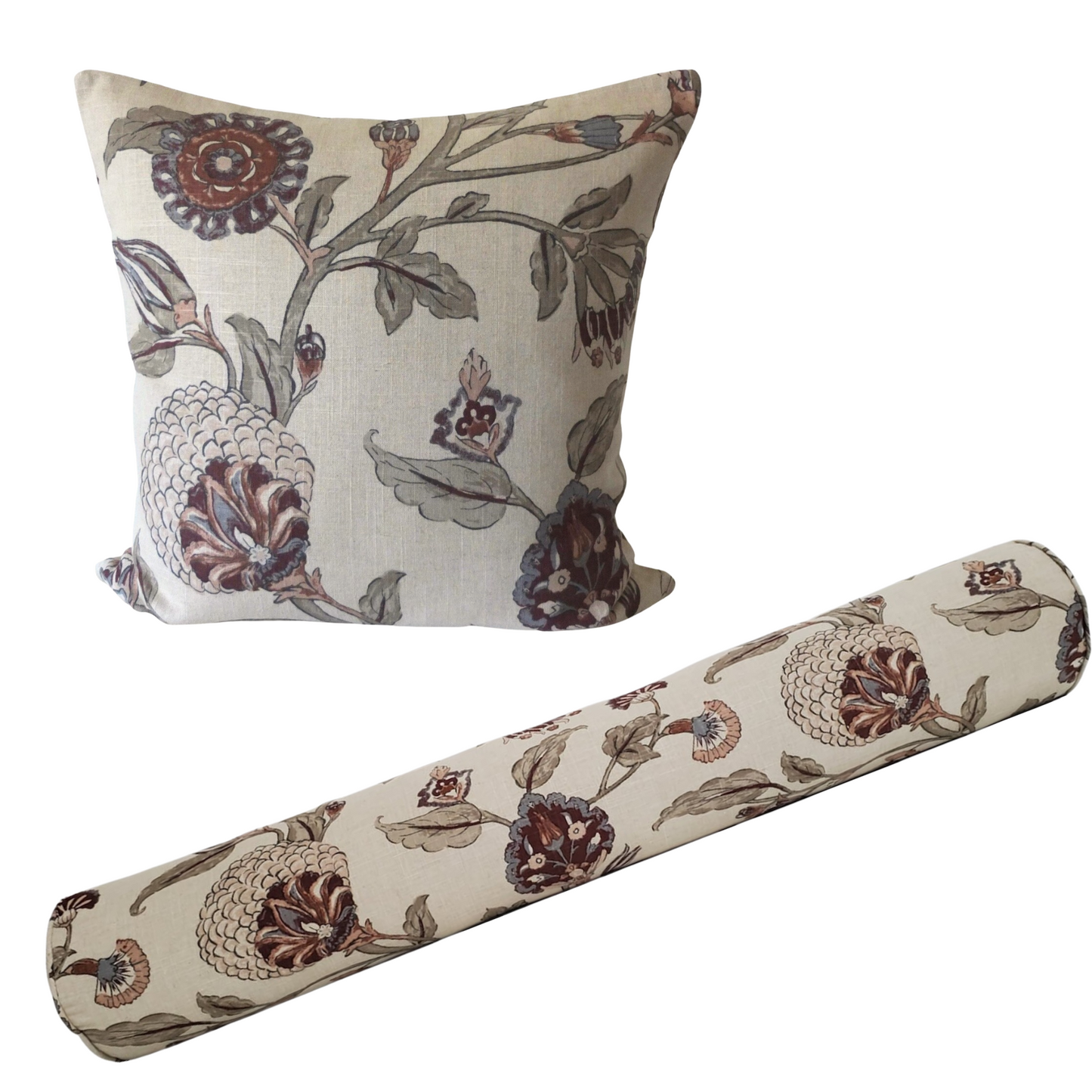 Dwell Studio Auretta Modern Floral Throw Pillow Cover in Linen / Long Decorative Pillows, Available in Lumbar, Bolster, Euro Sham sizes
