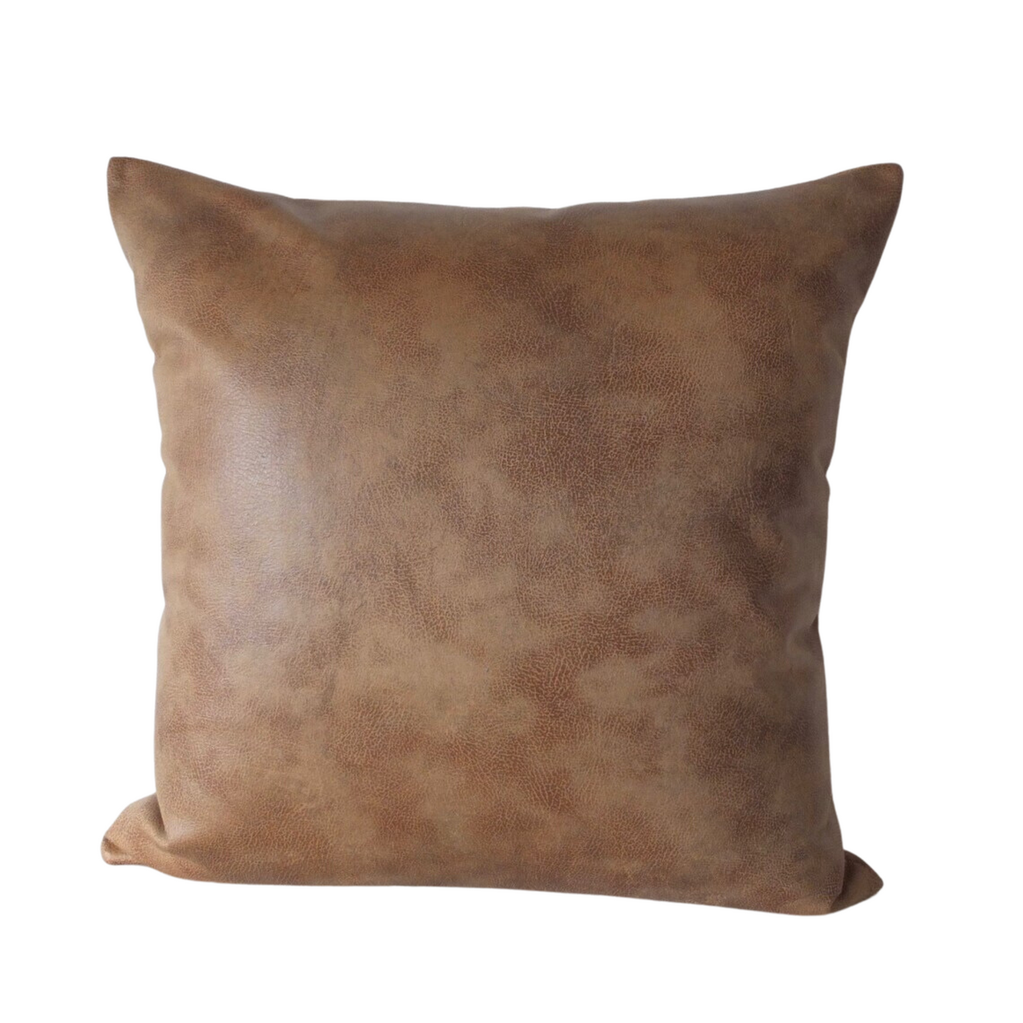 Modern West Texas Faux Leather Bolster Pillow Cover in Vintage Tan - Available in Lumbar, Throw, Bolster, Euro Sham Sizes