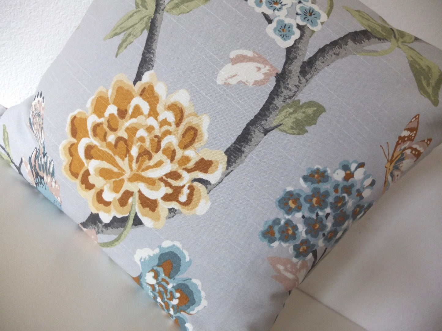 30% off Dwell Studio Helene French Grey Botanical Floral Throw Pillow Cover - 22x22 Large Throw Pillow Cover