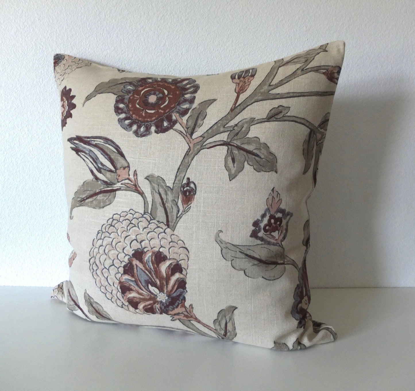 Dwell Studio Auretta Modern Floral Throw Pillow Cover in Linen / Long Decorative Pillows, Available in Lumbar, Bolster, Euro Sham sizes