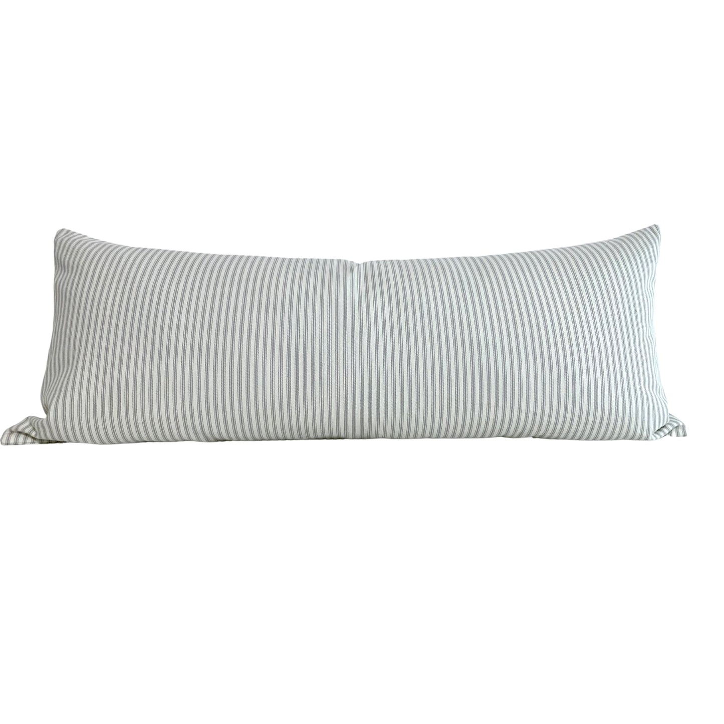 30% off Grey Classic Ticking Stripe Lumbar Pillow Cover - 14x48 Extra Long Lumbar Bed Pillow