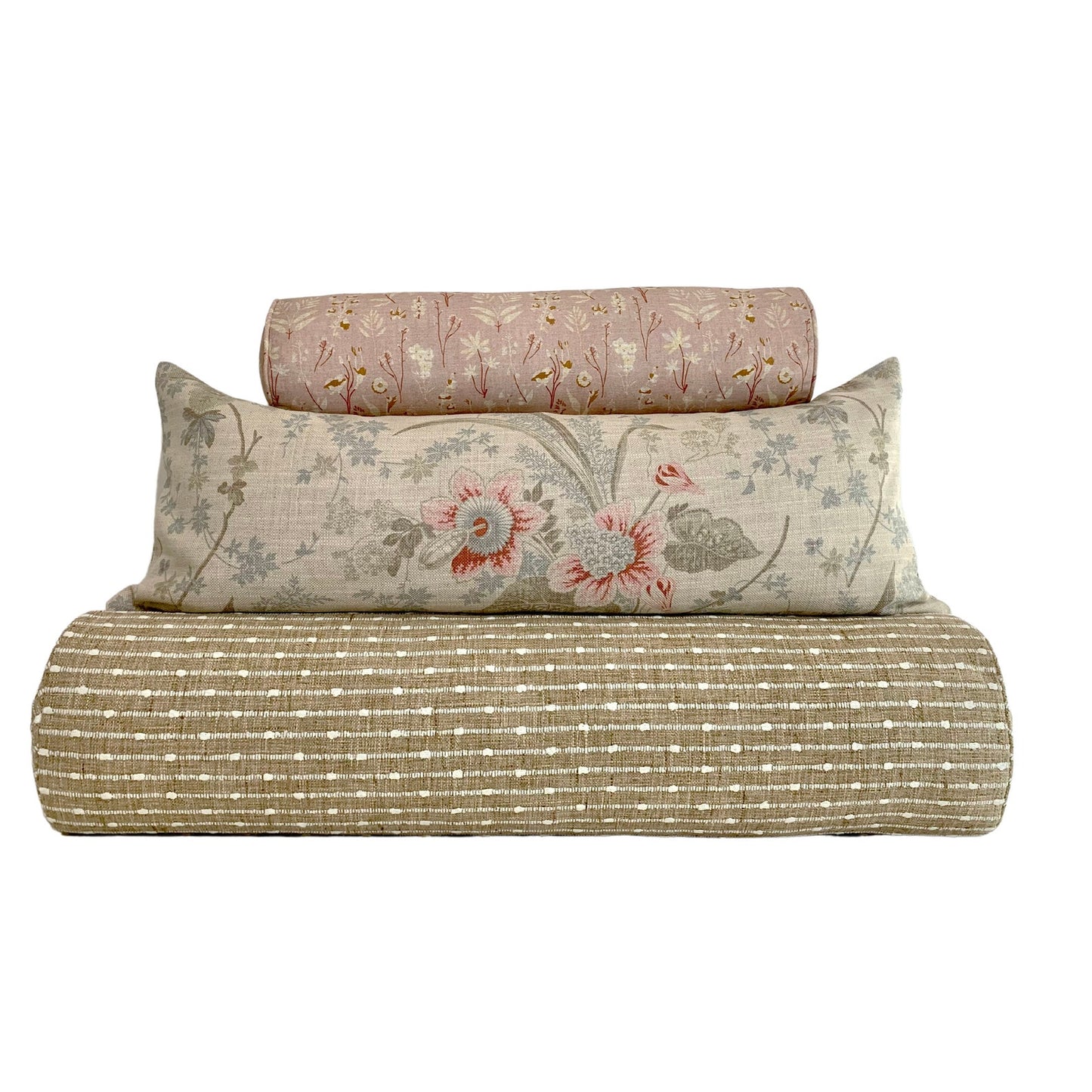 Wildflower Botanical Floral Print Pillow Cover in Blush Pink - Available in Bolster, Throw, Lumbar, Euro Sham
