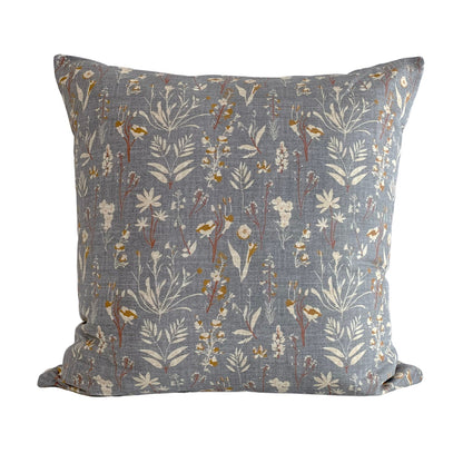 Designer Holli Zollinger Wildflower Pillow Cover in Grey Terracotta  - Available in Bolster, Throw, Lumbar, Euro Sham