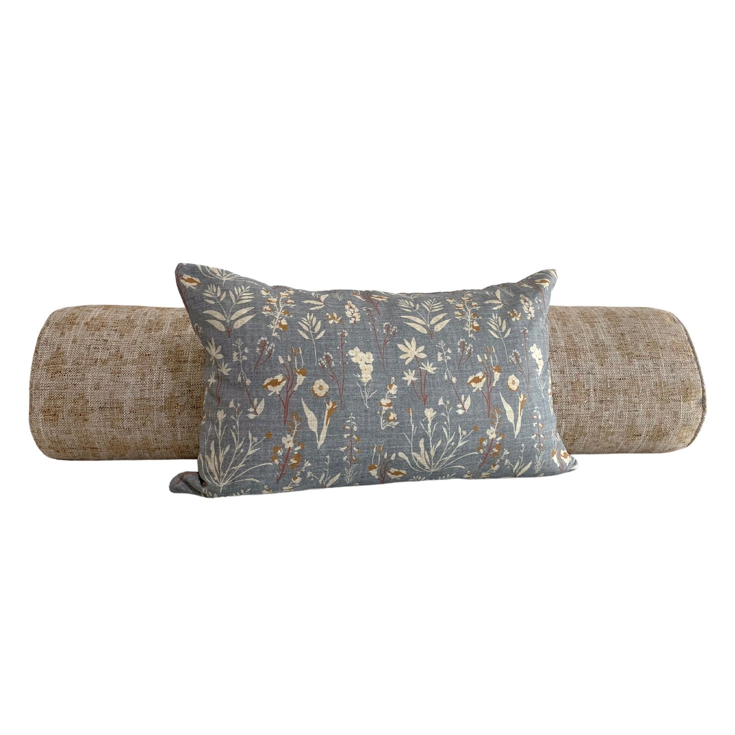 Designer Holli Zollinger Wildflower Pillow Cover in Grey Terracotta - Available in Bolster, Throw, Lumbar, Euro Sham