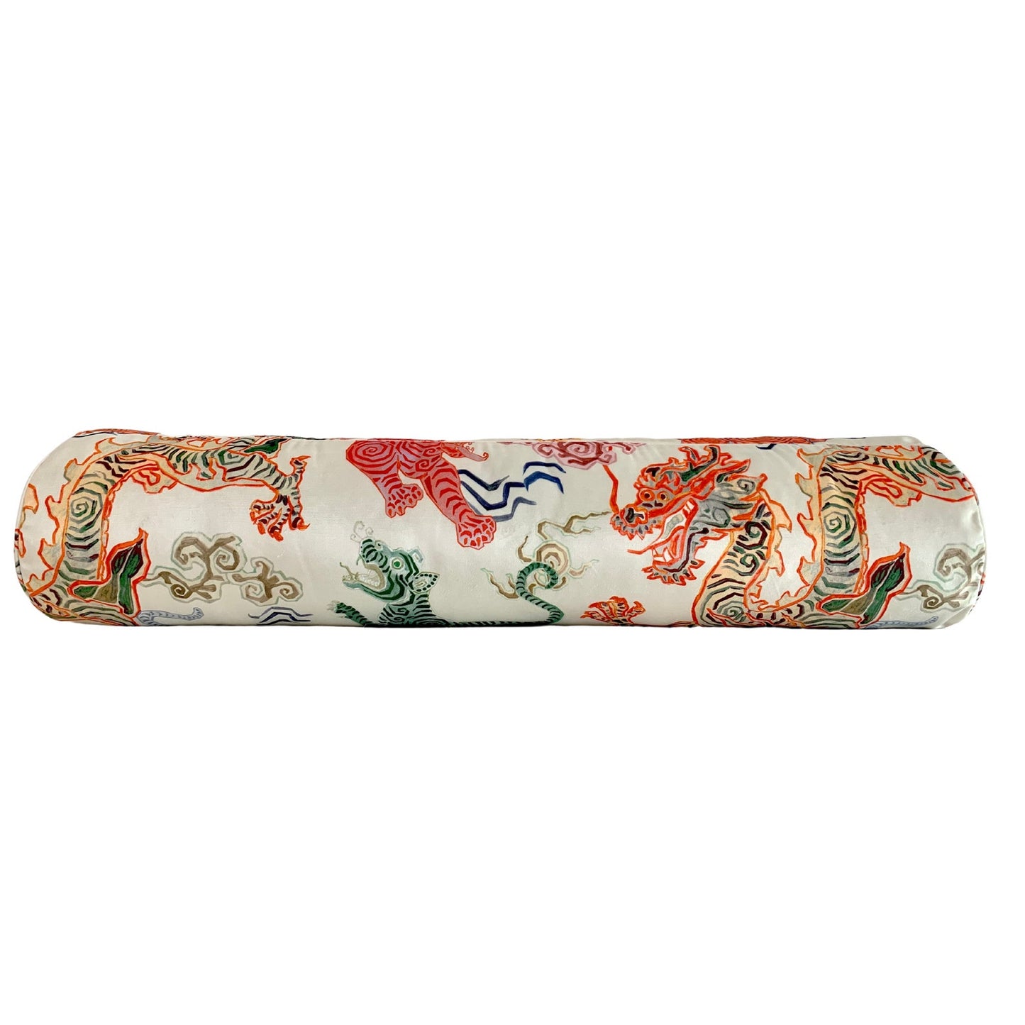 Modern Chinoiserie - Tibetan Tiger and Asian Dragon Velvet Pillow Cover - Available in Bolster, Lumbar, Throw, Euro Sham Sizes