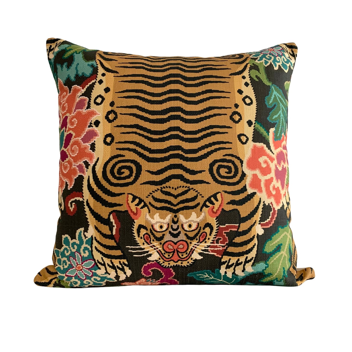 Jewel of Tibet Pillow Cover - Tiger Pillow Cover - Tiger Skin Motif - Available in Bolster, Lumbar, Throw, Euro Sizes