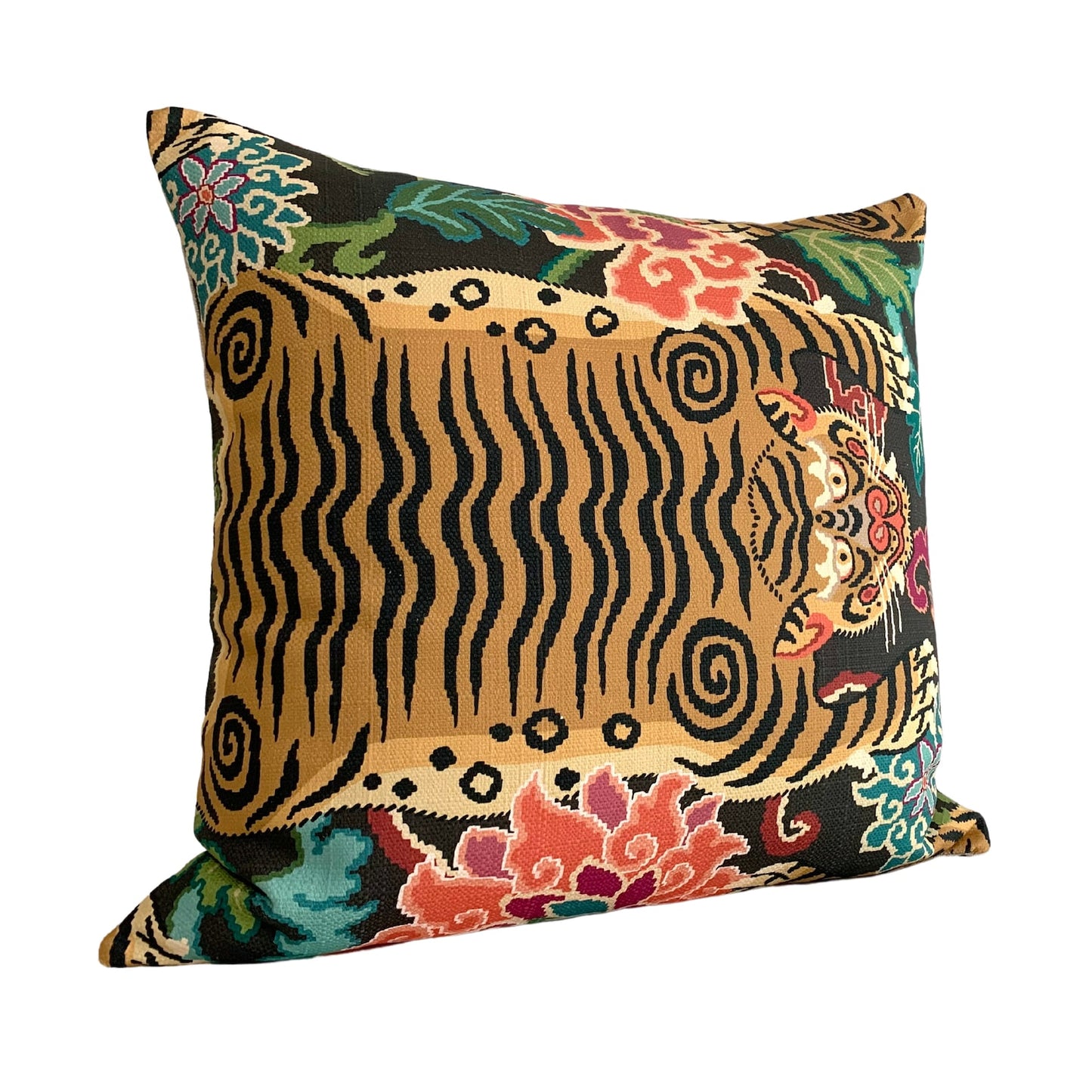 Jewel of Tibet Pillow Cover - Tiger Pillow Cover - Tiger Skin Motif - Available in Bolster, Lumbar, Throw, Euro Sizes
