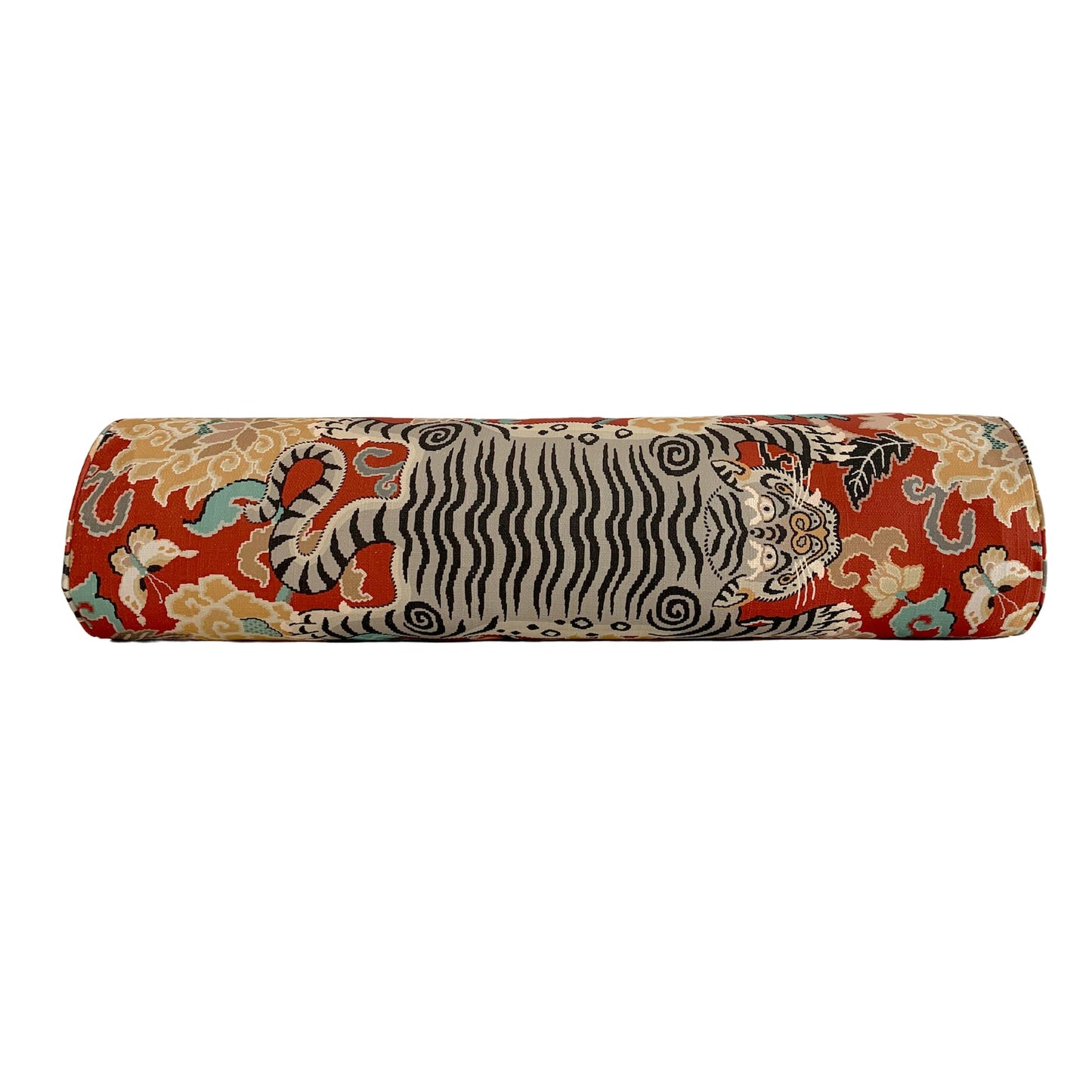 Tibetan Flame Tiger Pillow Cover - Tiger Skin Motif - Available in Bolster, Lumbar, Throw, Euro Sizes