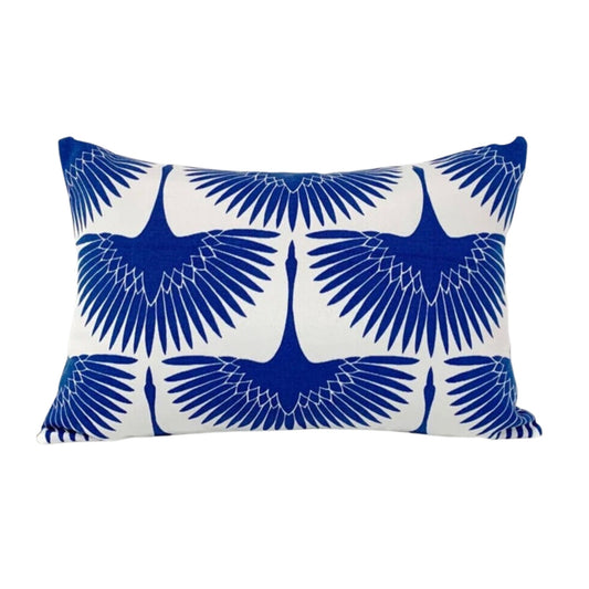 Genevieve Gorder Flock Outdoor Pillow Cover in Classic Blue / Available in Throw, Lumbar, Bolster Pillow Covers