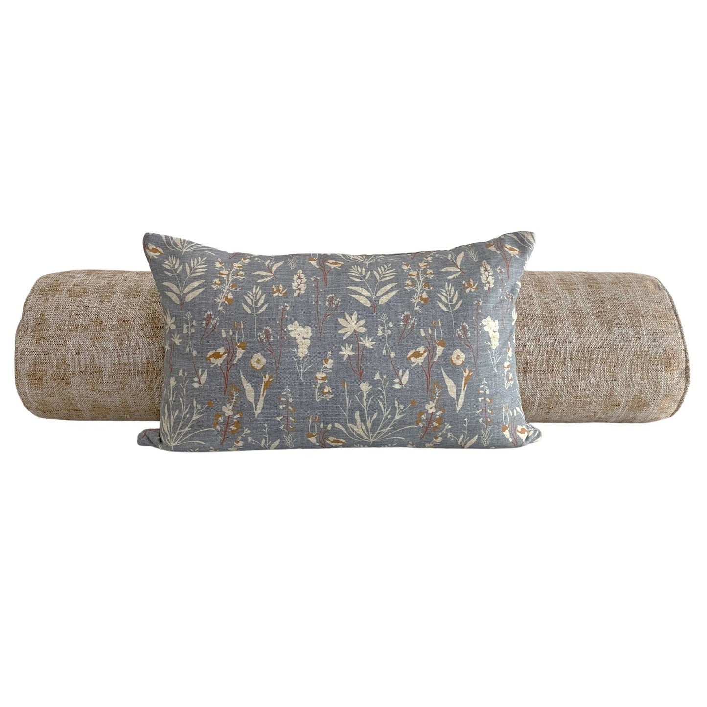 Designer Holli Zollinger Wildflower Pillow Cover in Grey Terracotta - Available in Bolster, Throw, Lumbar, Euro Sham