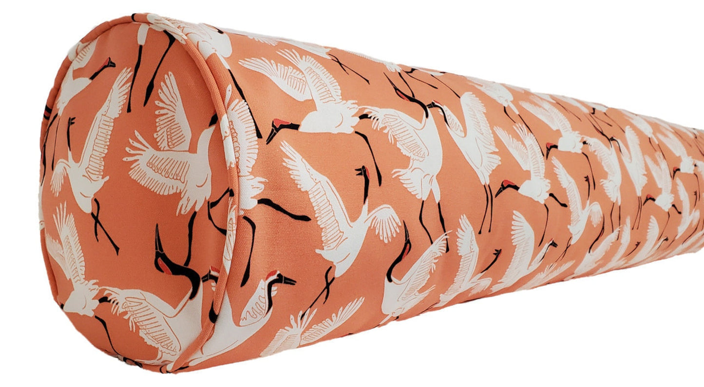 Novogratz Block Cranes Pillow Cover in Coral - OEKO TEX Sustainable / Available in Throw, Lumbar, Bolster Pillow Covers