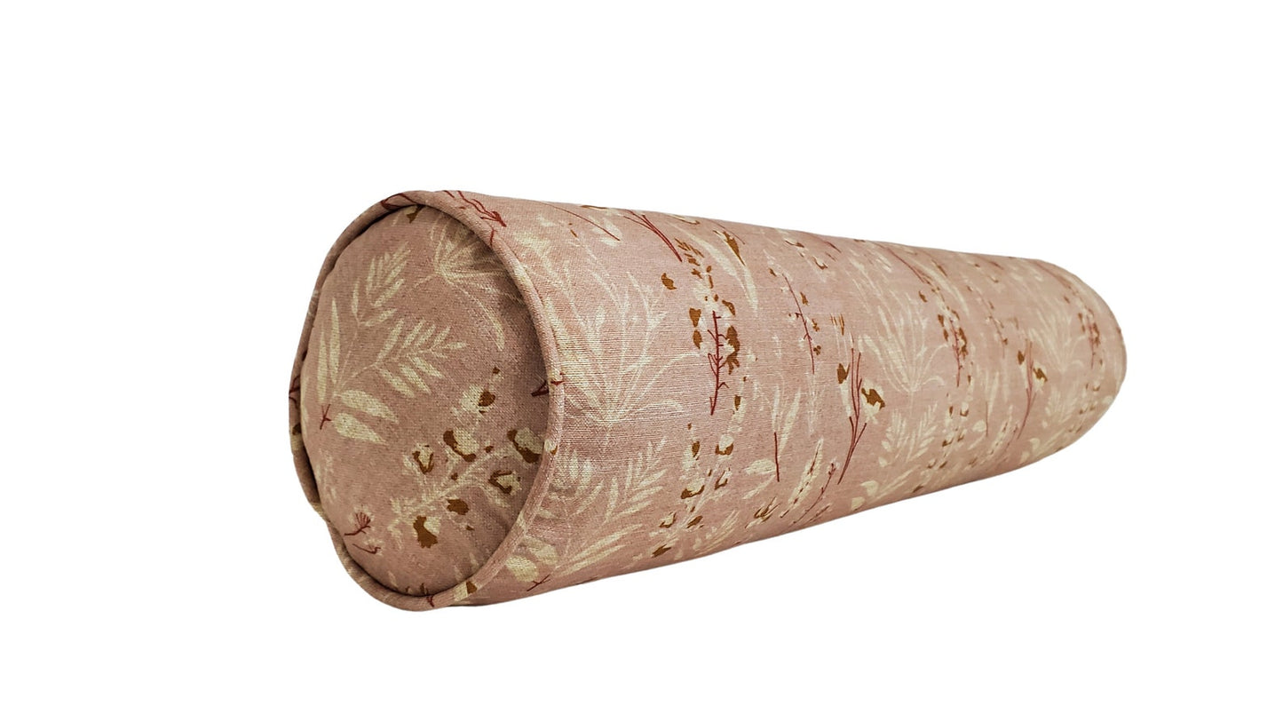 Wildflower Botanical Floral Print Pillow Cover in Blush Pink - Available in Bolster, Throw, Lumbar, Euro Sham