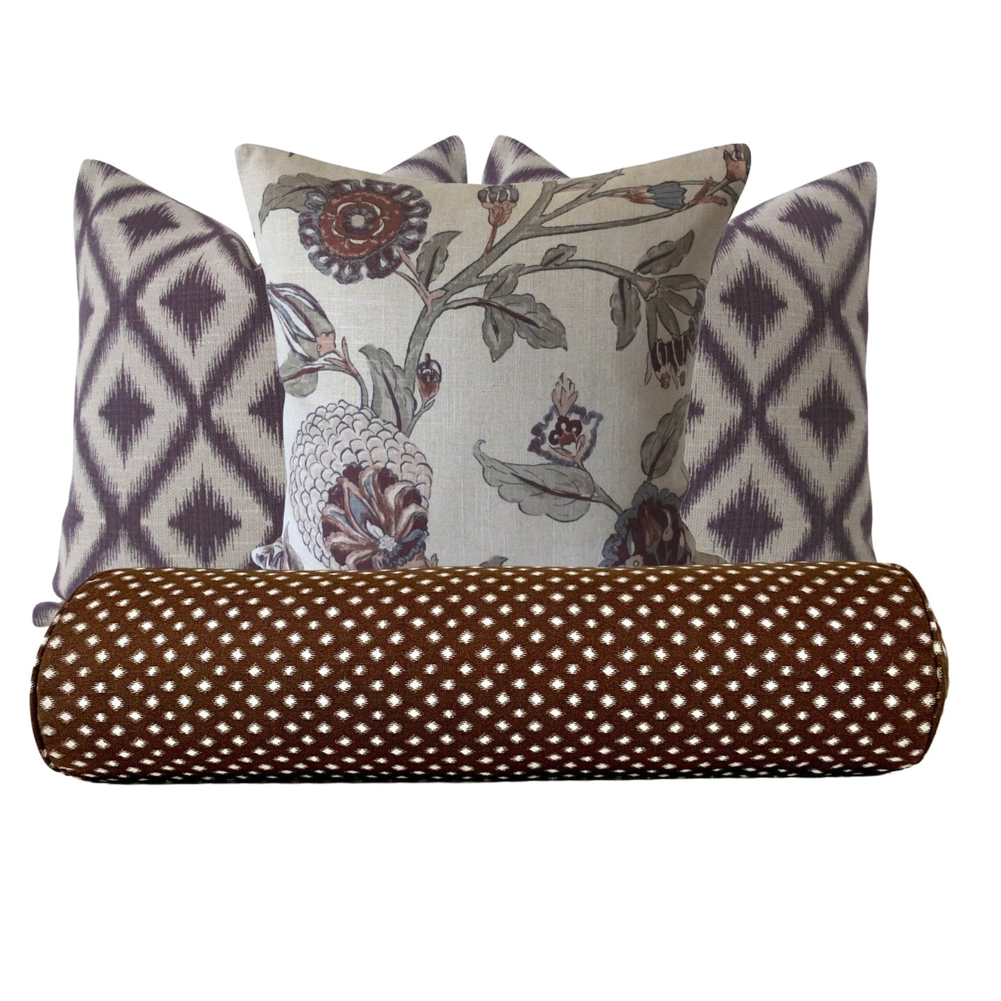 Dwell Studio Auretta Modern Floral Throw Pillow Cover in Linen / Long Decorative Pillows, Available in Lumbar, Bolster, Euro Sham sizes