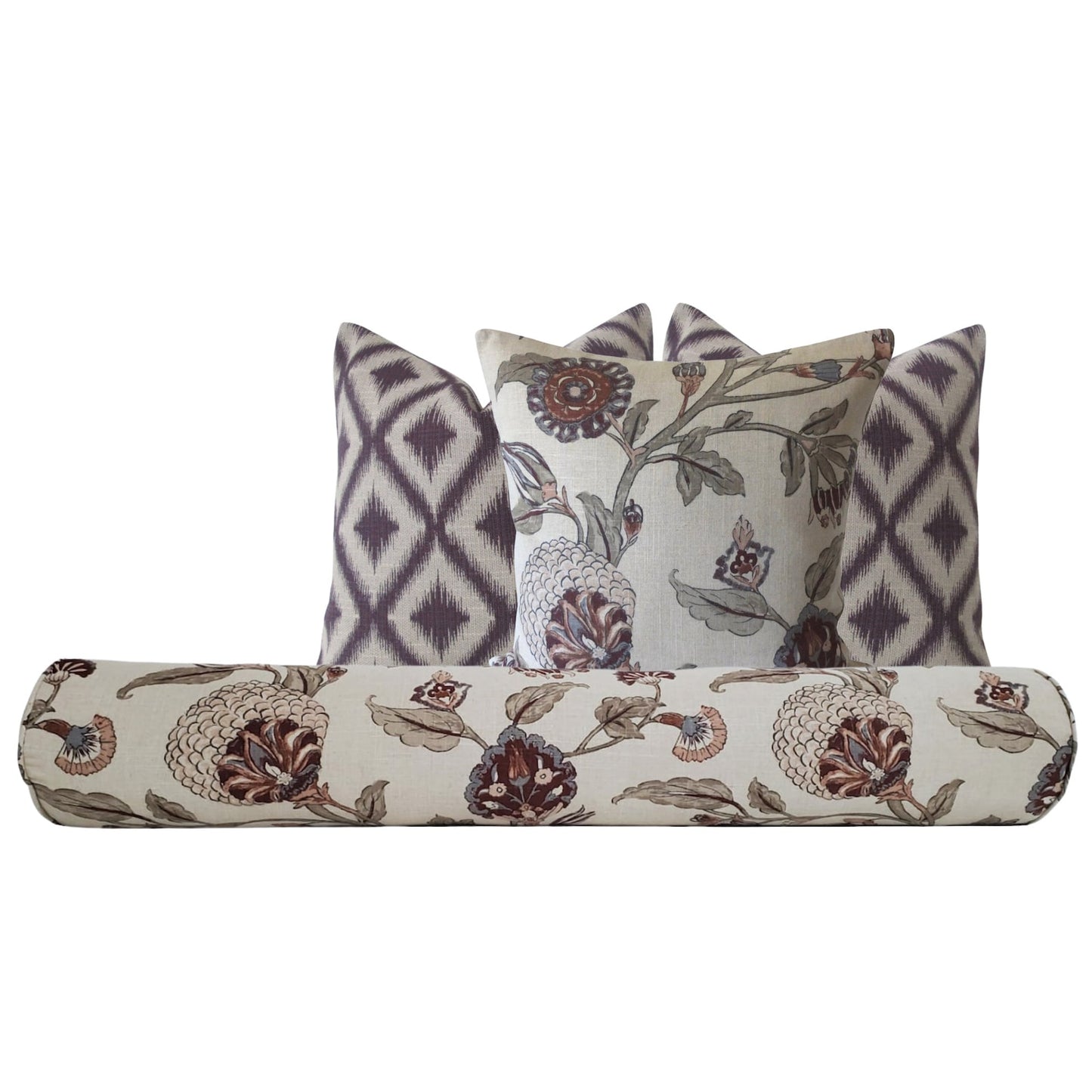 Dwell Studio Auretta Modern Floral Throw Pillow Cover in Linen / Long Decorative Pillows, Available in Lumbar, Bolster, Euro Sham sizes