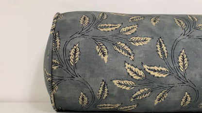 Botanical Foliage Pillow Cover in Charcoal | Organic Modern Decor | Block Print Inspired | Available in Lumbar, Bolster, Throw, Euro Sham Sizes