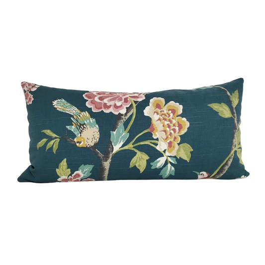 30% off Dwellstudio Helene Jade Lumbar Pillow Cover - 12x24 Floral Bird Lumbar Pillow Cover