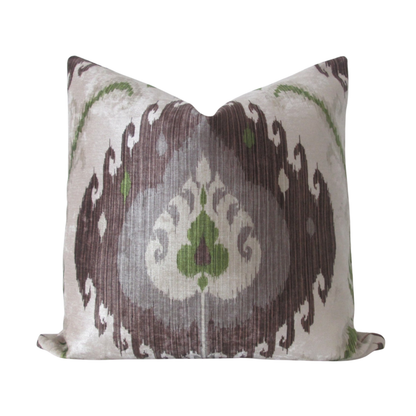 22x22 Earthy Ikat Motif Throw Pillow Cover - Brown, Taupe & Green | 30% off