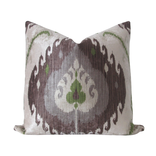 22x22 Earthy Ikat Motif Throw Pillow Cover - Brown, Taupe & Green | 30% off