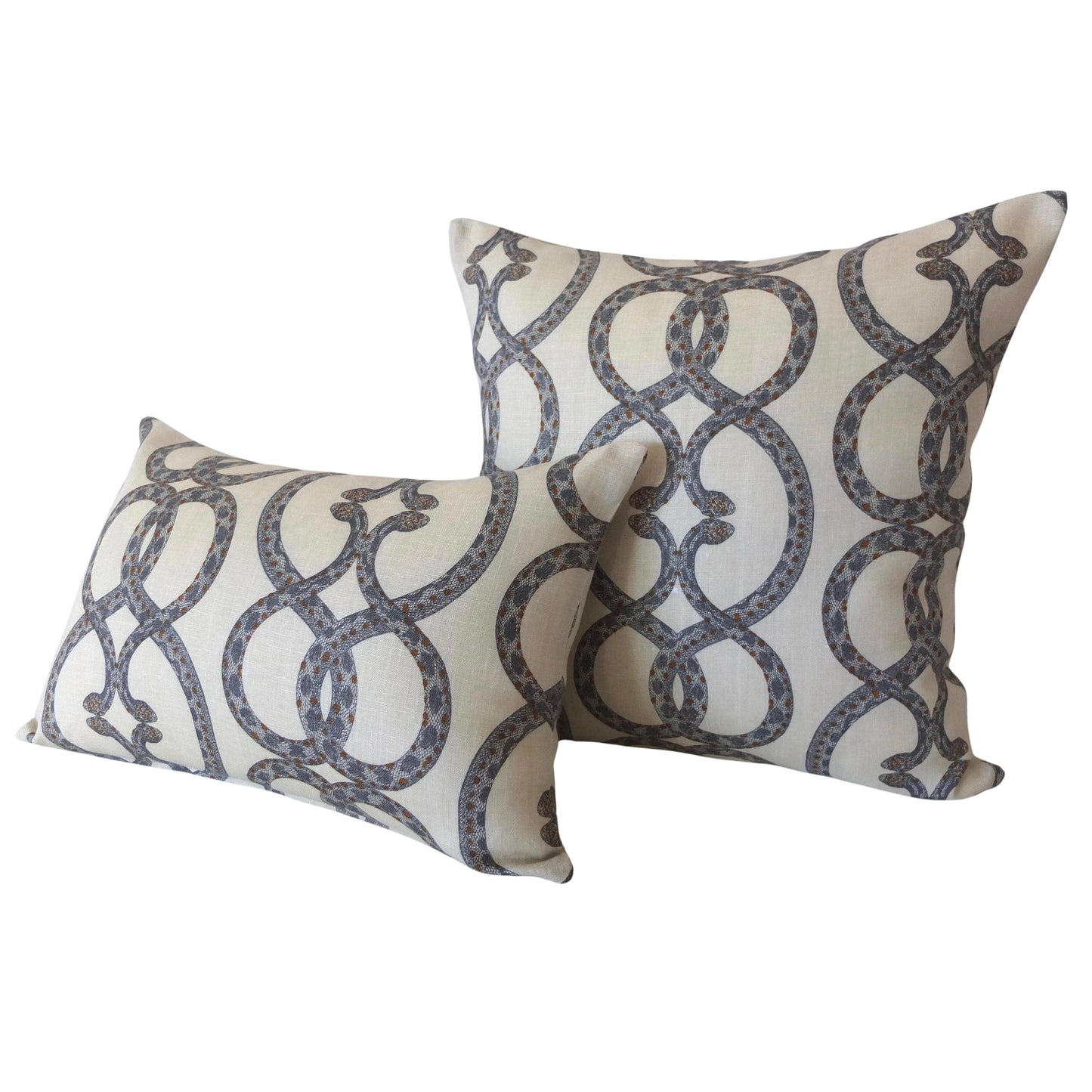 Dwell Studio Snake Chain Pillow Cover in Dove, 100% Linen, Eclectic Geometric Design