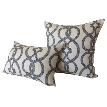 Dwell Studio Snake Chain Pillow Cover in Dove, 100% Linen, Eclectic Geometric Design