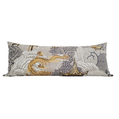 Vern Yip Pagodas Dragon Throw Pillow Cover in Citrine - Modern Chinoiserie - Available in Lumbar, Bolster, Throw, Euro Sham Sizes