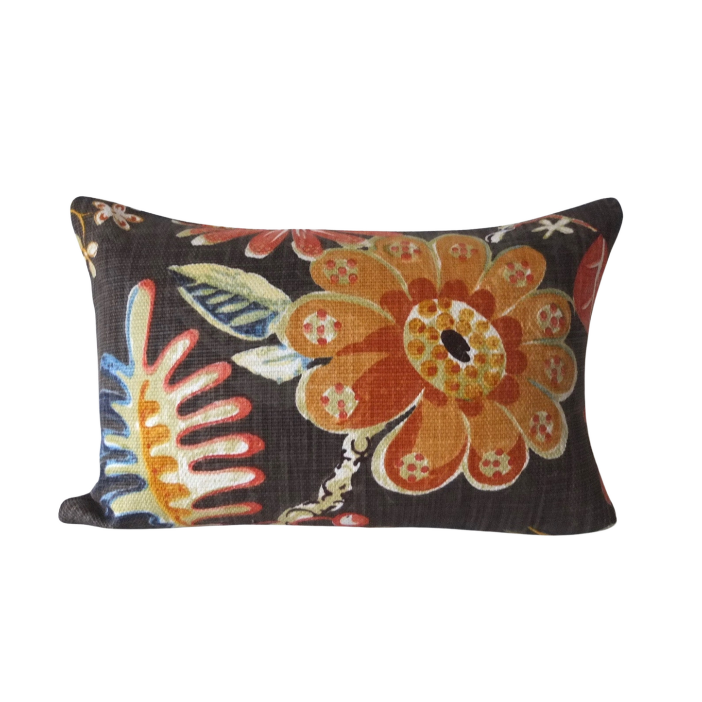 30% off Floral and Avian Motif Lumbar Pillow Cover - 12x20 Decorative Lumbar Pillow Cover