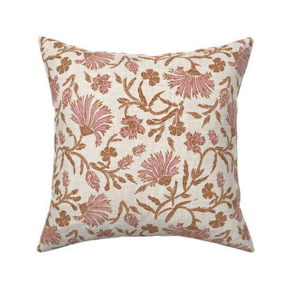 Blush Bloom Floral Chic Pillow Cover | Modern Floral Botanical Block Print Inspired | Designer Holli Zollinger | Available in Lumbar, Bolster, Throw Sizes