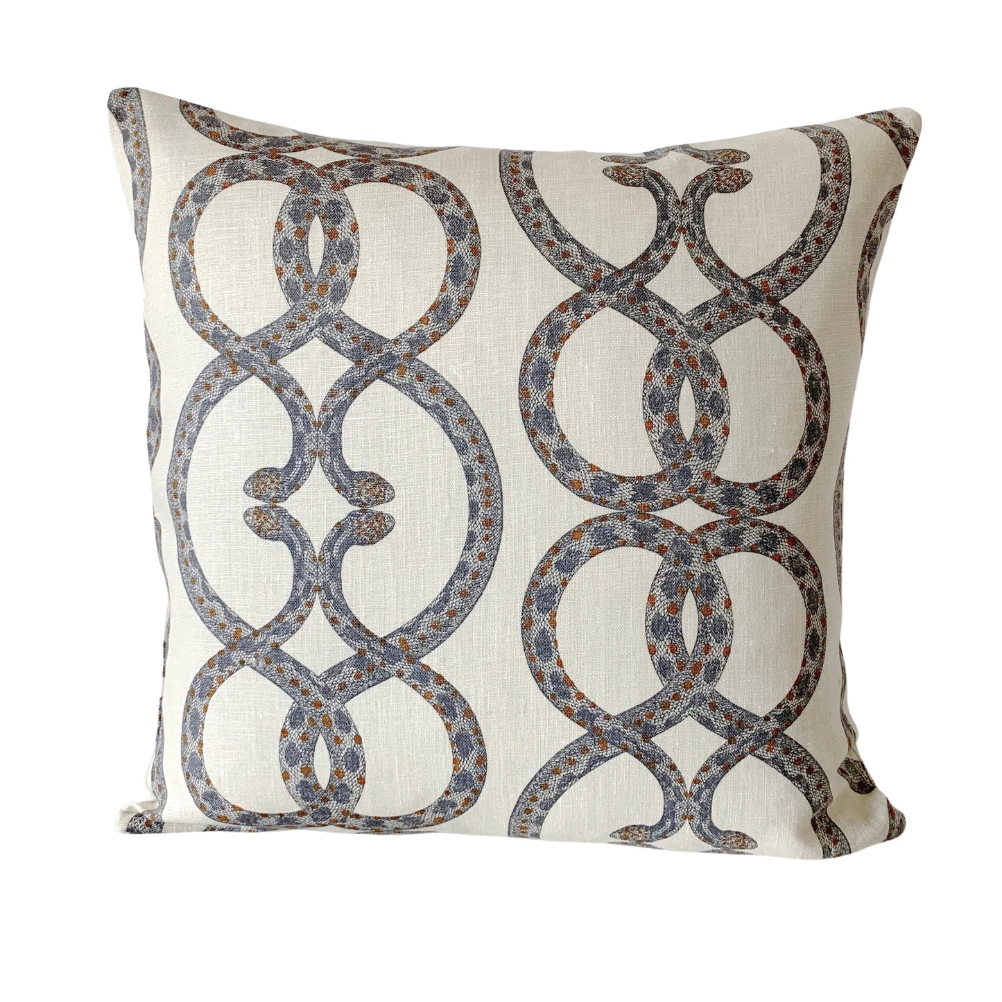 Dwell Studio Snake Chain Pillow Cover in Dove, 100% Linen, Eclectic Geometric Design