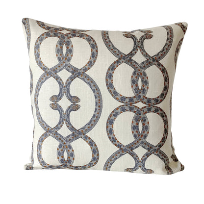 Dwell Studio Snake Chain Pillow Cover in Dove, 100% Linen, Eclectic Geometric Design