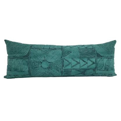 30% off Modern Floral Teal Lumbar Pillow Cover - 14x36 Large Lumbar Pillow Cover