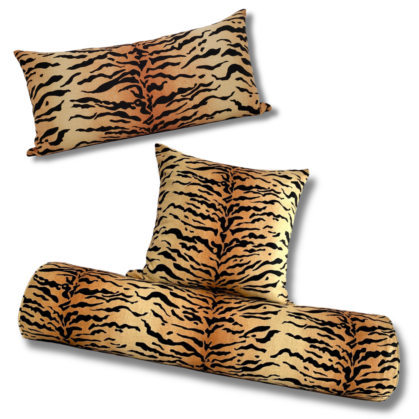 Vern Yip Amber Bengal Tiger Stripe Pillow Cover - Available in Bolster, Lumbar, Throw, Euro Sham Sizes