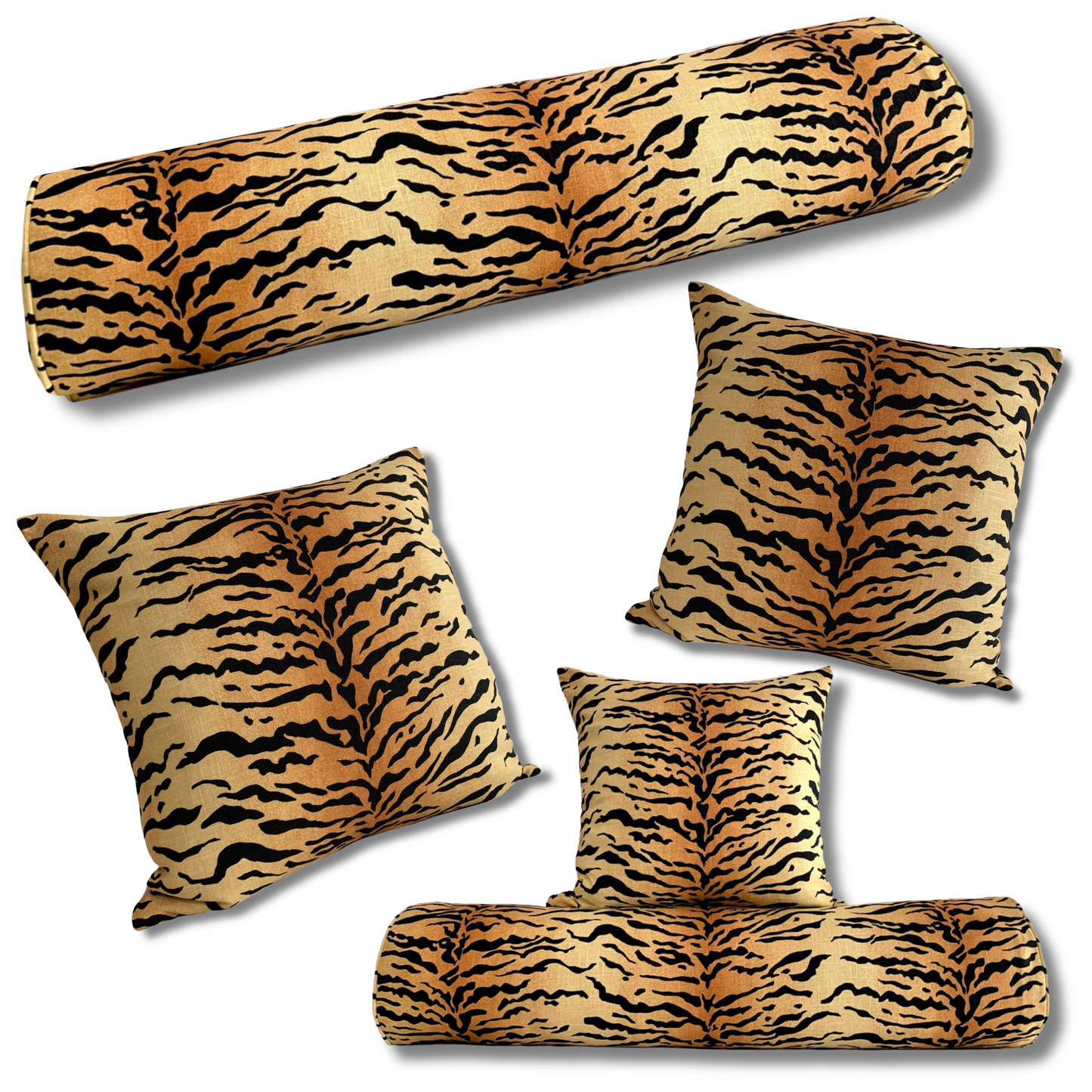 Vern Yip Amber Bengal Tiger Stripe Pillow Cover - Available in Bolster, Lumbar, Throw, Euro Sham Sizes