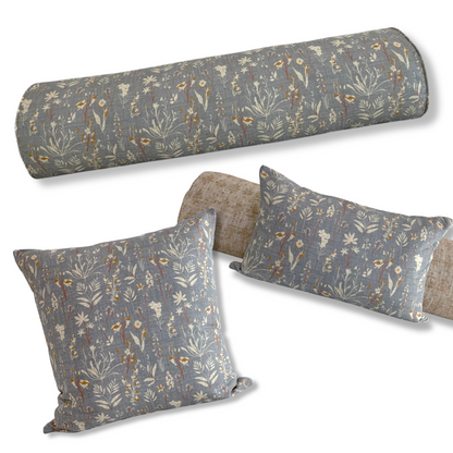 Designer Holli Zollinger Wildflower Pillow Cover in Grey Terracotta  - Available in Bolster, Throw, Lumbar, Euro Sham